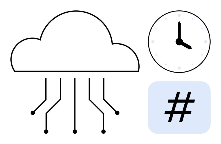 Cloud computing network with clock and metadata vector image