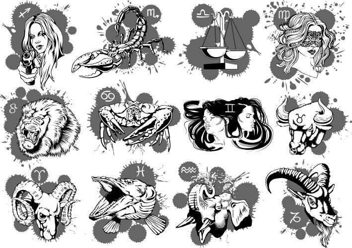 Zodiac Animal Symbol Set Vector Image