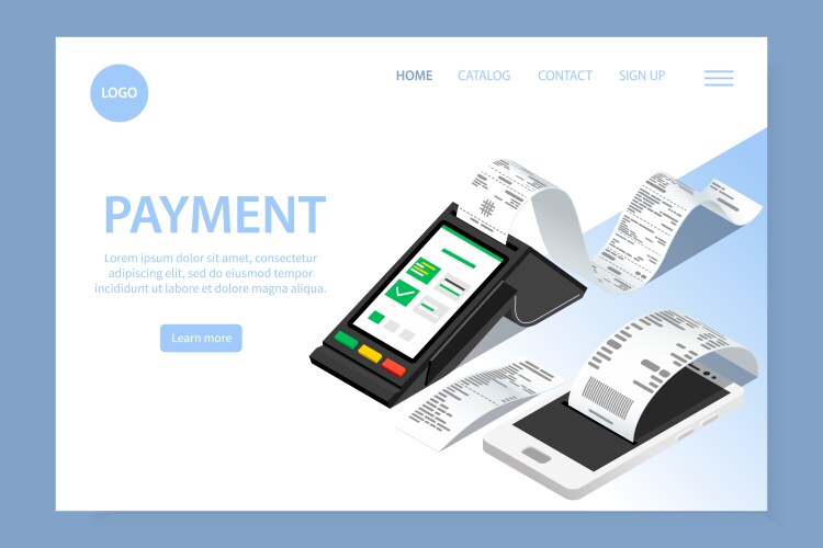 Payment receipt landing page vector image