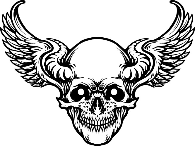 Skull Sport Logo - Winged Motorcycle Vector Image