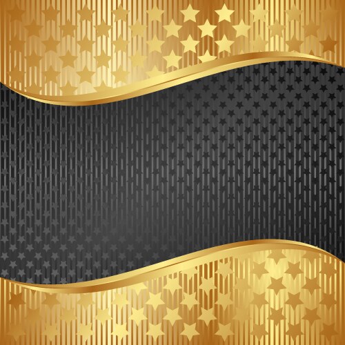 Gold and black background with stars Royalty Free Vector