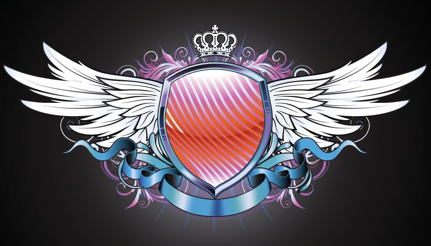 Heraldic Shield with Wings Vector Image