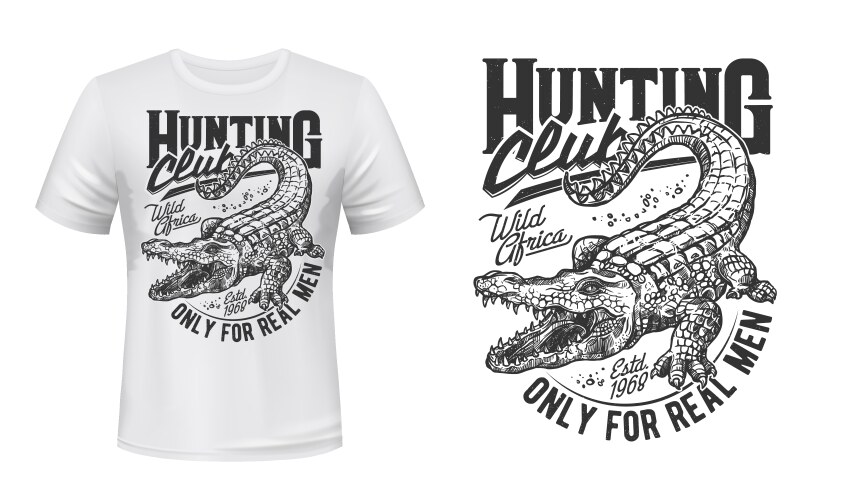 Nile Crocodile Hunting T-Shirt Print Vector Image