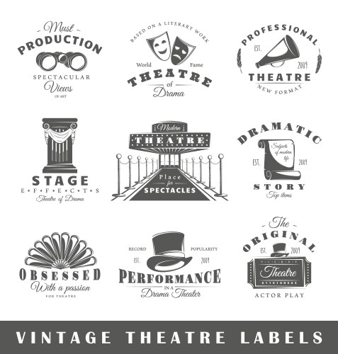 Vintage Theatre Labels Collection Vector Image