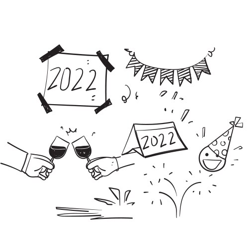 hand drawn doodle new year element vector image