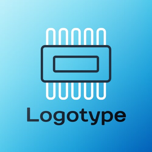 Line computer processor with microcircuits cpu vector image
