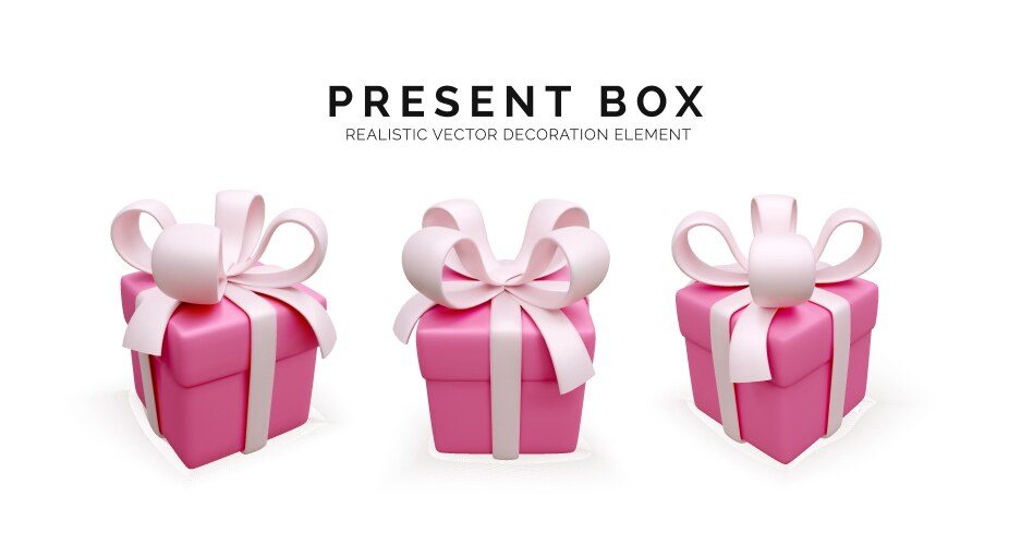 set of gift boxes in soft pink colors 3d render vector image