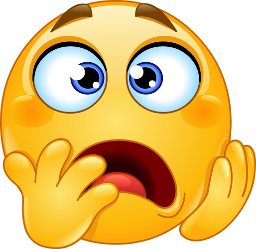 Shocked and worried emoticon vector image