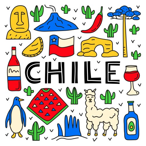 Chile Doodle Poster Vector Image