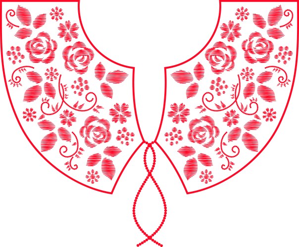 Neck line embroidery design with flowers Vector Image