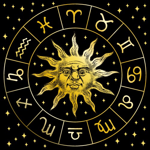 Zodiac sun icon astrology horoscope with signs Vector Image