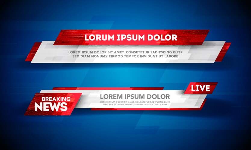 lower third template breaking news header vector image vector image