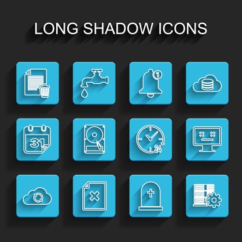 Set line cloud sync refresh delete file document vector image