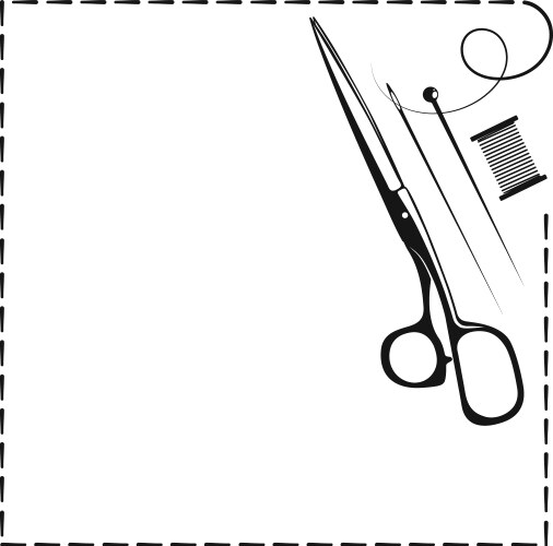 Scissors needle and thread symbol for sewing Vector Image