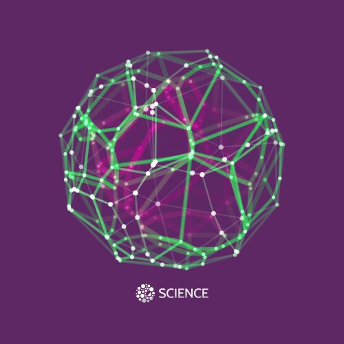 Sphere 3d wireframe object with connected lines vector image