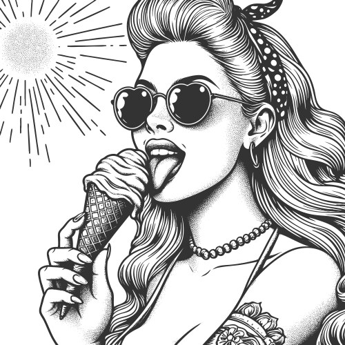 Sunny Day Ice Cream Sketch Vector Image