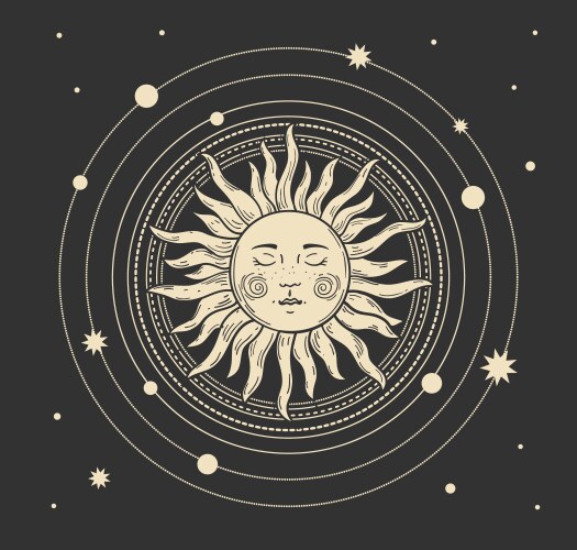 Celestial Sun Boho Card Vector Image