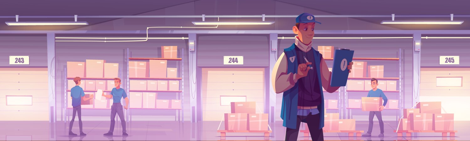 Delivery logistics warehouse parcel boxes deliver Vector Image