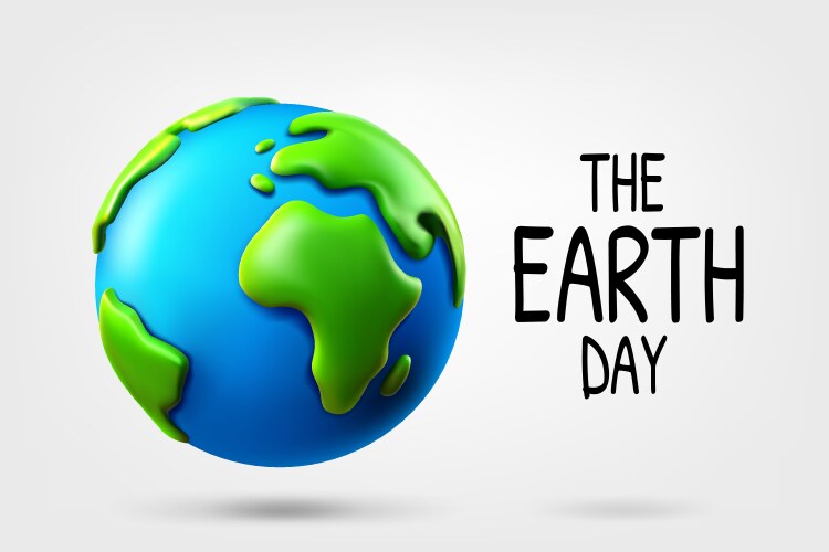 earth day of the on grey background 3d vector