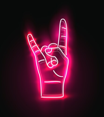 Red rock hand gesture coming out from black Vector Image