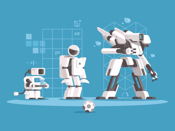 Robotics Evolution: Generations of Automation vector image