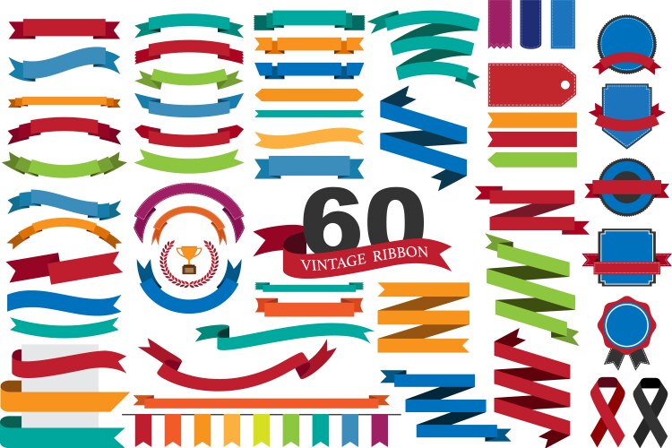 Retro styled ribbons collection Royalty Free Vector Image