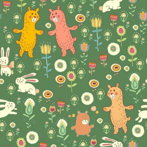 Bright childish seamless pattern with animals Vector Image