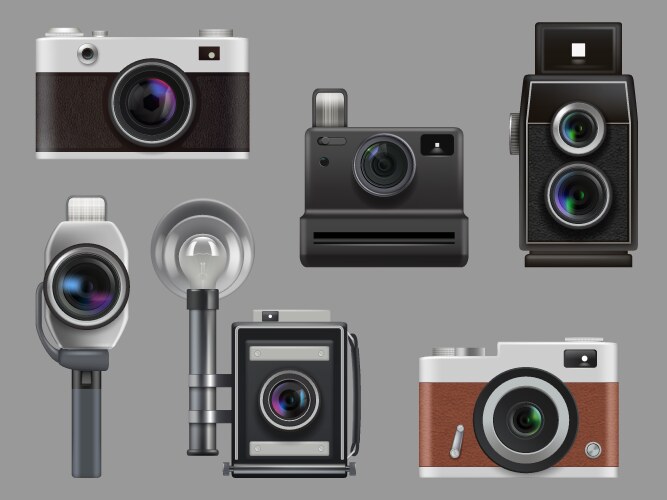 Retro Cameras & Gadgets Vector Image