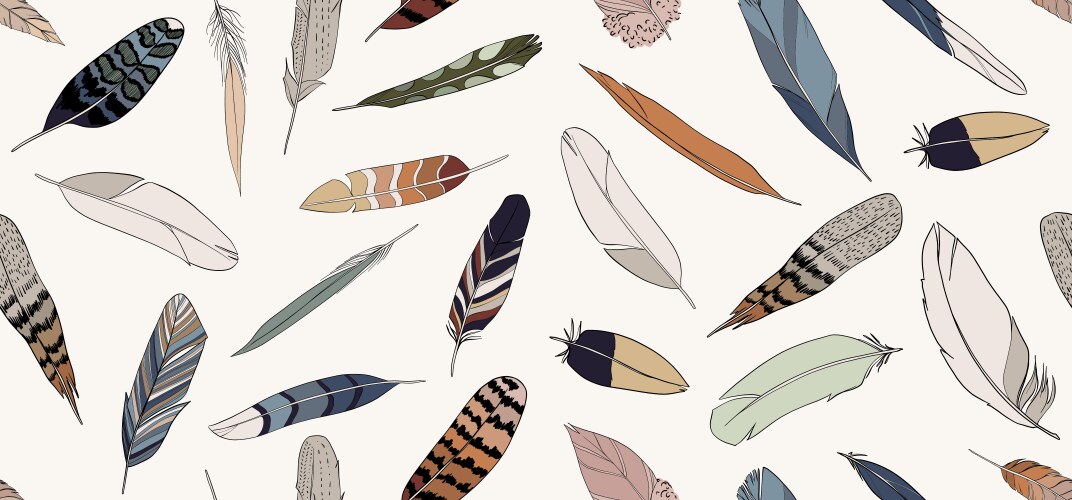 Seamless pattern with feathers Royalty Free Vector Image