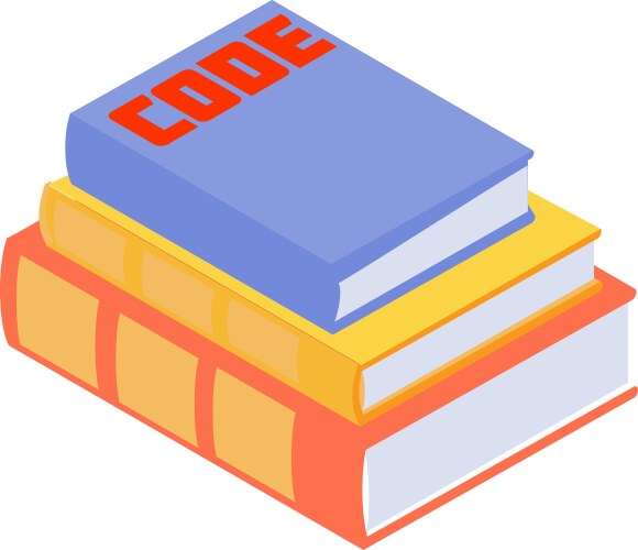 Isometric programmers books composition vector image