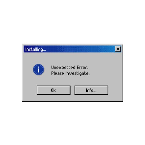 unexpected error pop up window message on install vector