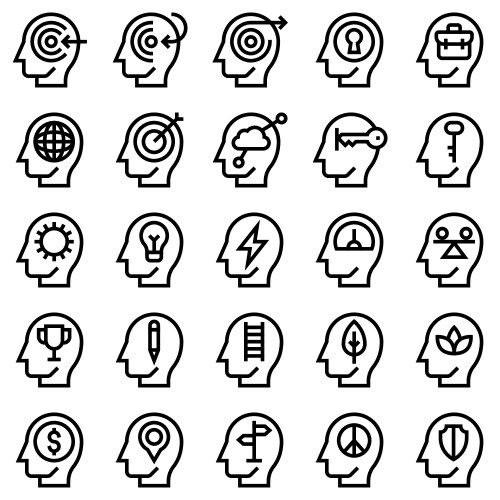 Brain process solid icon set 3 Royalty Free Vector Image