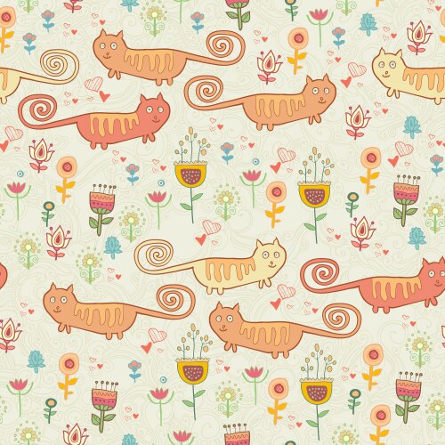 Cute childish seamless pattern with cats Vector Image