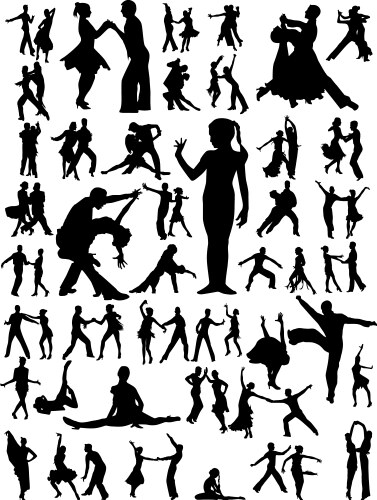 Dance Silhouettes of People Vector Image