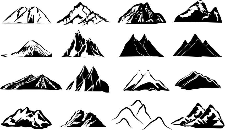 Set of mountain icons Royalty Free Vector Image