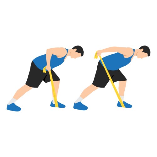 man doing resistance band tricep kickbacks exercis vector