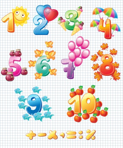 colorful numbers for children vector image