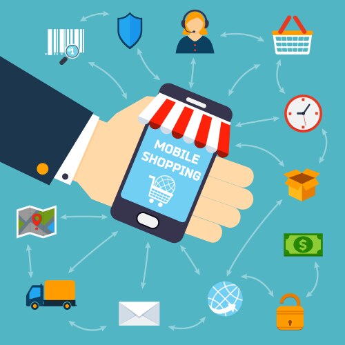 Mobile shopping concept vector image