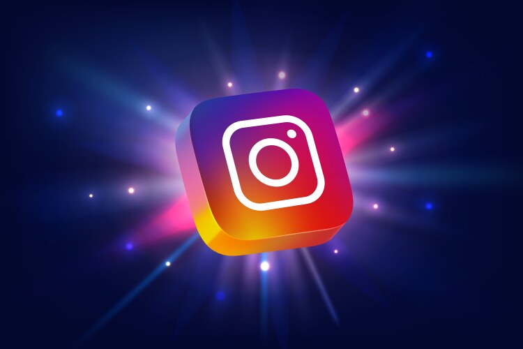 Instagram app 3d icon on space background vector image