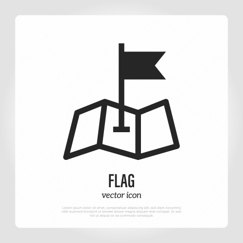 Pointer on folded map flat line icon location vektorbild