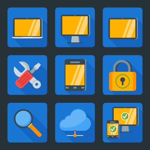 Flat style icon set for web and mobile application vector image