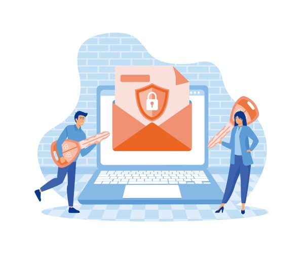Protecting computer data email encryption concept vektorbild