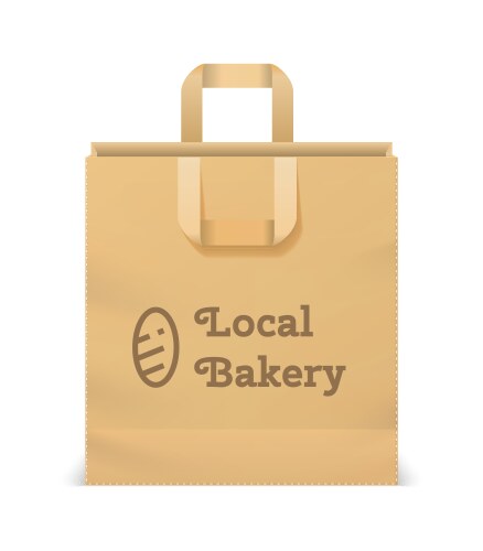 Realistic paper shopping bag 3d bakery craft sack vector image