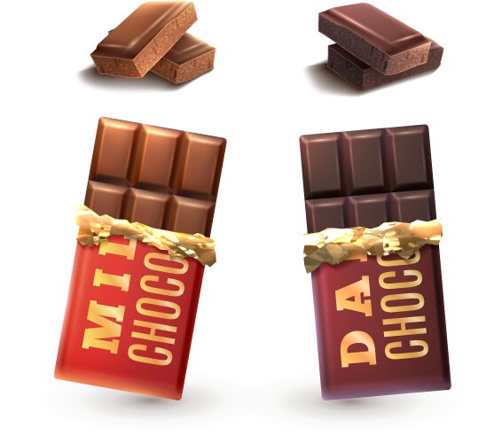 Chocolate bars 3d realistic Royalty Free Vector Image