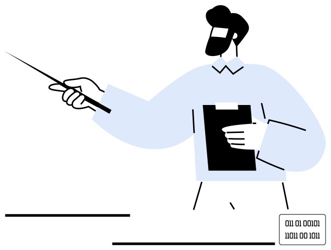 Educator explaining data concepts with pointer vector image