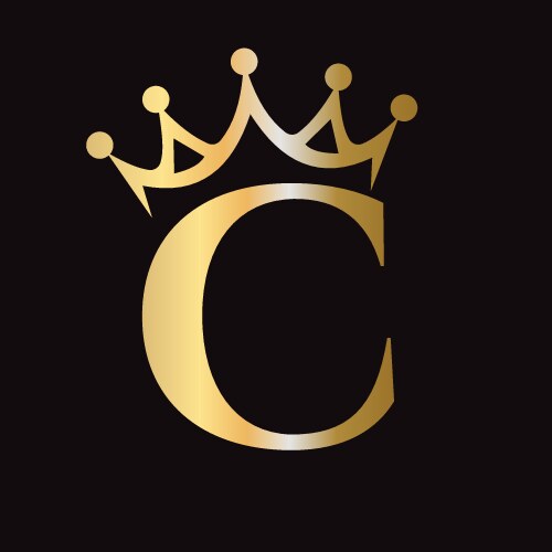 letter c crown logo for queen sign beauty fashion vector image