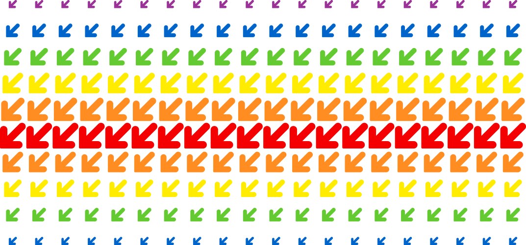 Arrow down left shape halftone spectrum array vector image