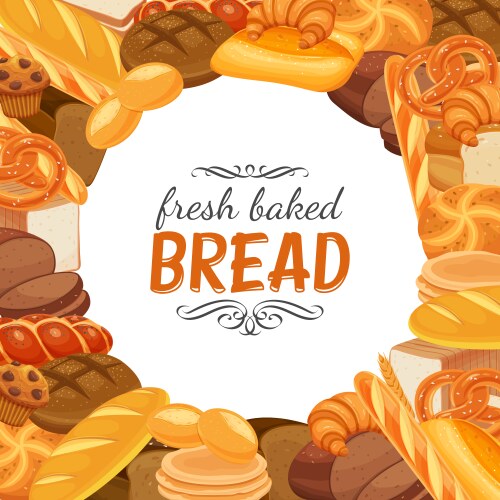 Bakery bread pastry desserts cafe poster Vector Image