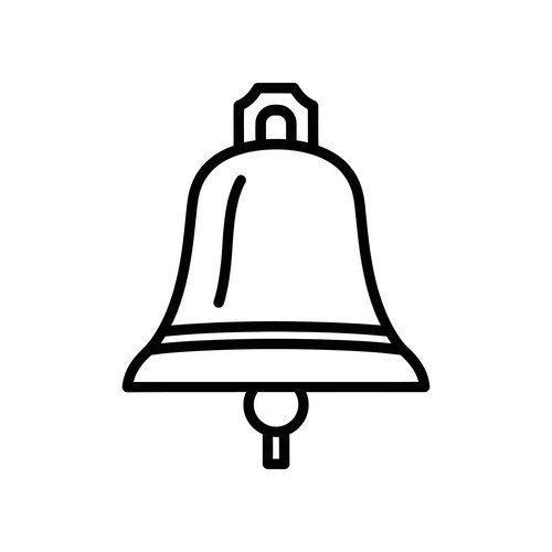 Vintage School Bell Line Art Vector Image