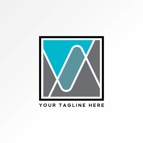 Initial vv font line flip view on square monogram vector image